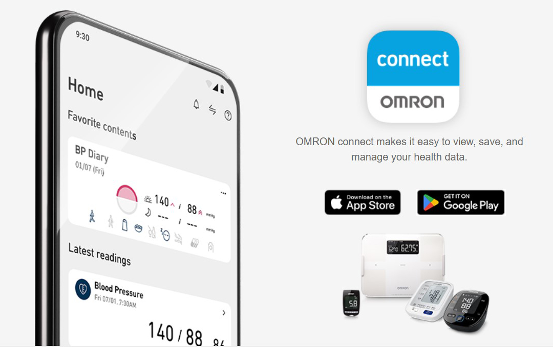 OMRON connected device, mobile and patient-data platform evidence
